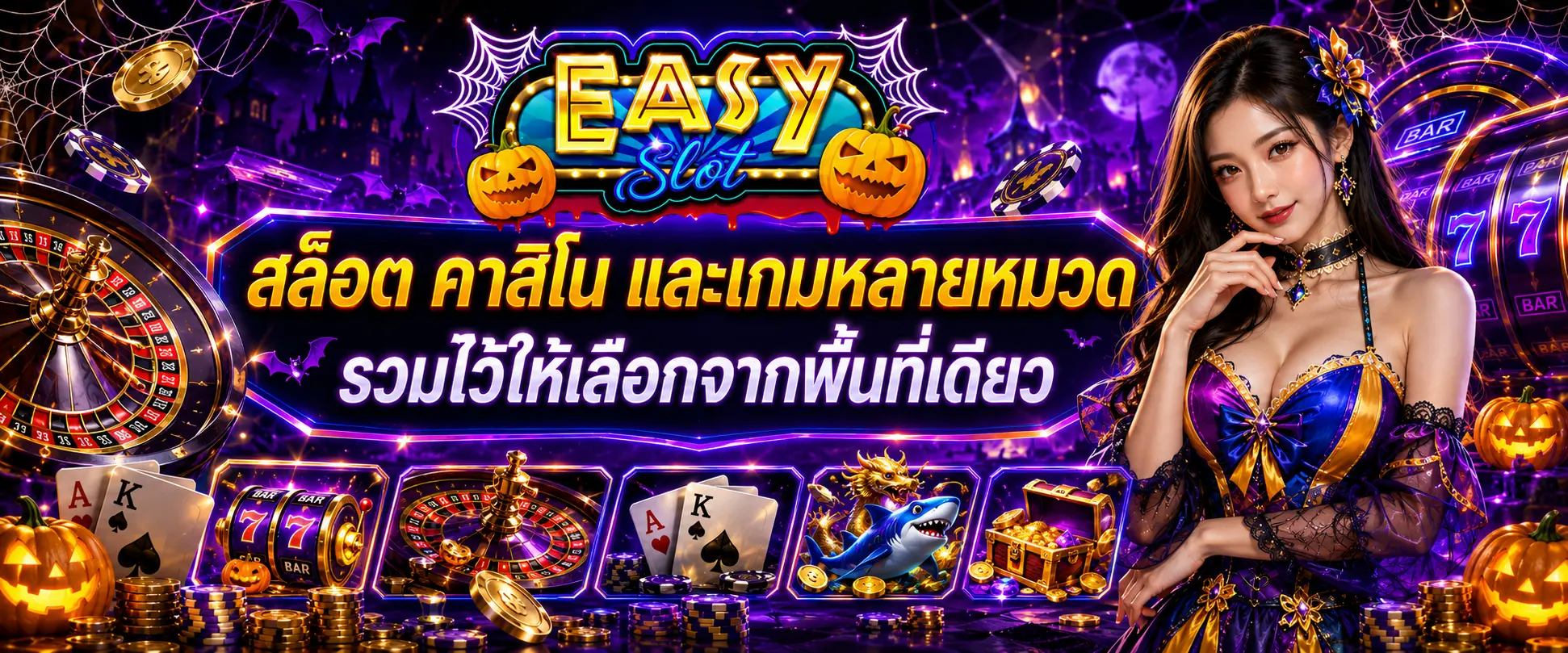 สล็อต คาสิโน และเกมหลายหมวด รวมไว้ให้เลือกจากพื้นที่ easyslot888 เดียว